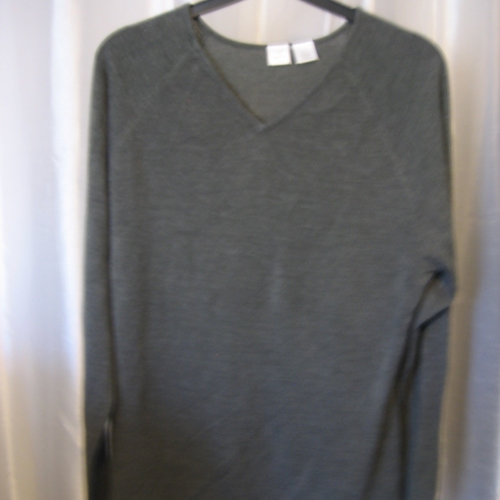 Gilligan & O'Malley Sleepwear Grey V Neck Long Sleeve Shirt 100% Acrylic Sz L NW